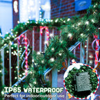Christmas Lights Outdoor Battery Operated String Lights Total 100LED 33Ft with Timer 8 Modes 16.4Ft*2 Waterproof Outdoor Indoor for Christmas Decor, Warm White, 2-Pack