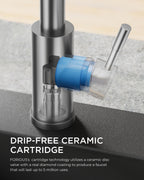 FORIOUS Kitchen Faucet with Cup Washer, Pull Down Sprayer, Brushed Nickel