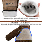 WZQH Leather Work Gloves for Men or Women.Gardening,Welding,Coffee-grey L