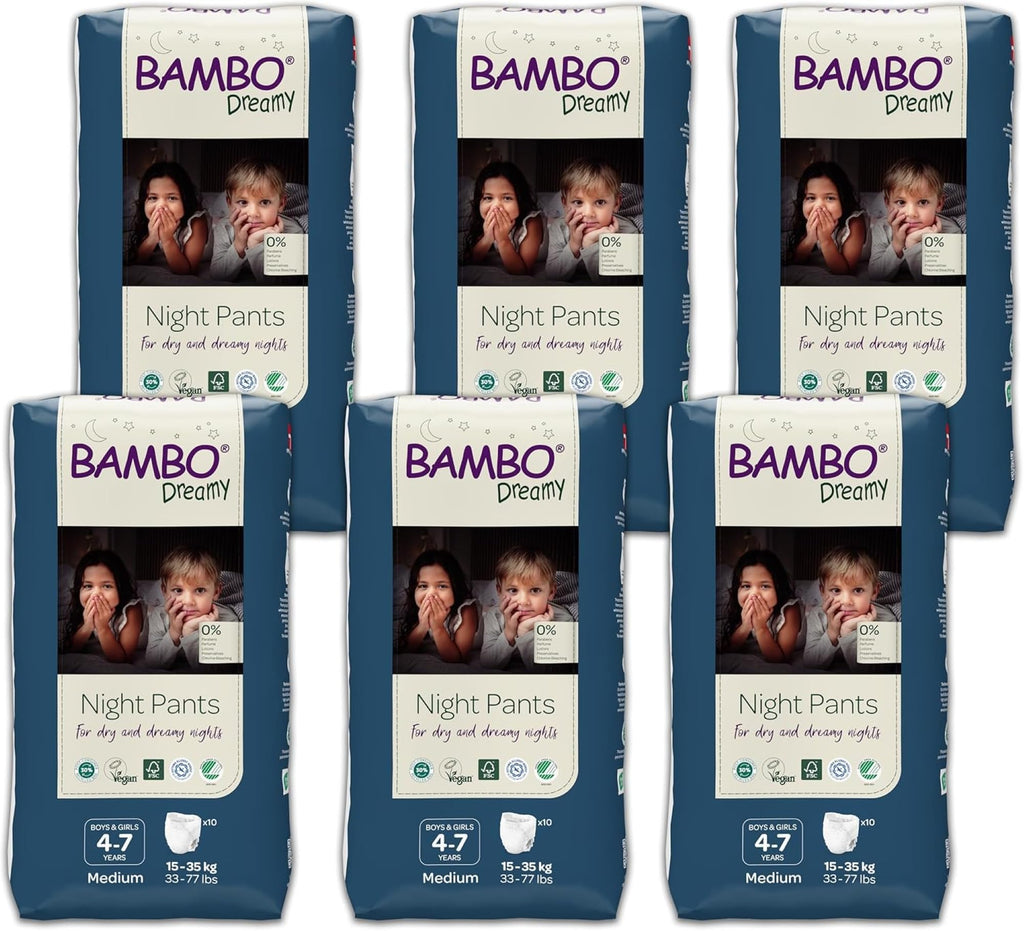 Bambo Nature Dreamy Night Pants Nappies, (Children Aged 8-15, 35-50kg), 10PK Pull Up Pants, Eco Nappies Keep Beds Dry All Night, Pull Ups Training Nappy, Secure, Comfortable, Potty Training