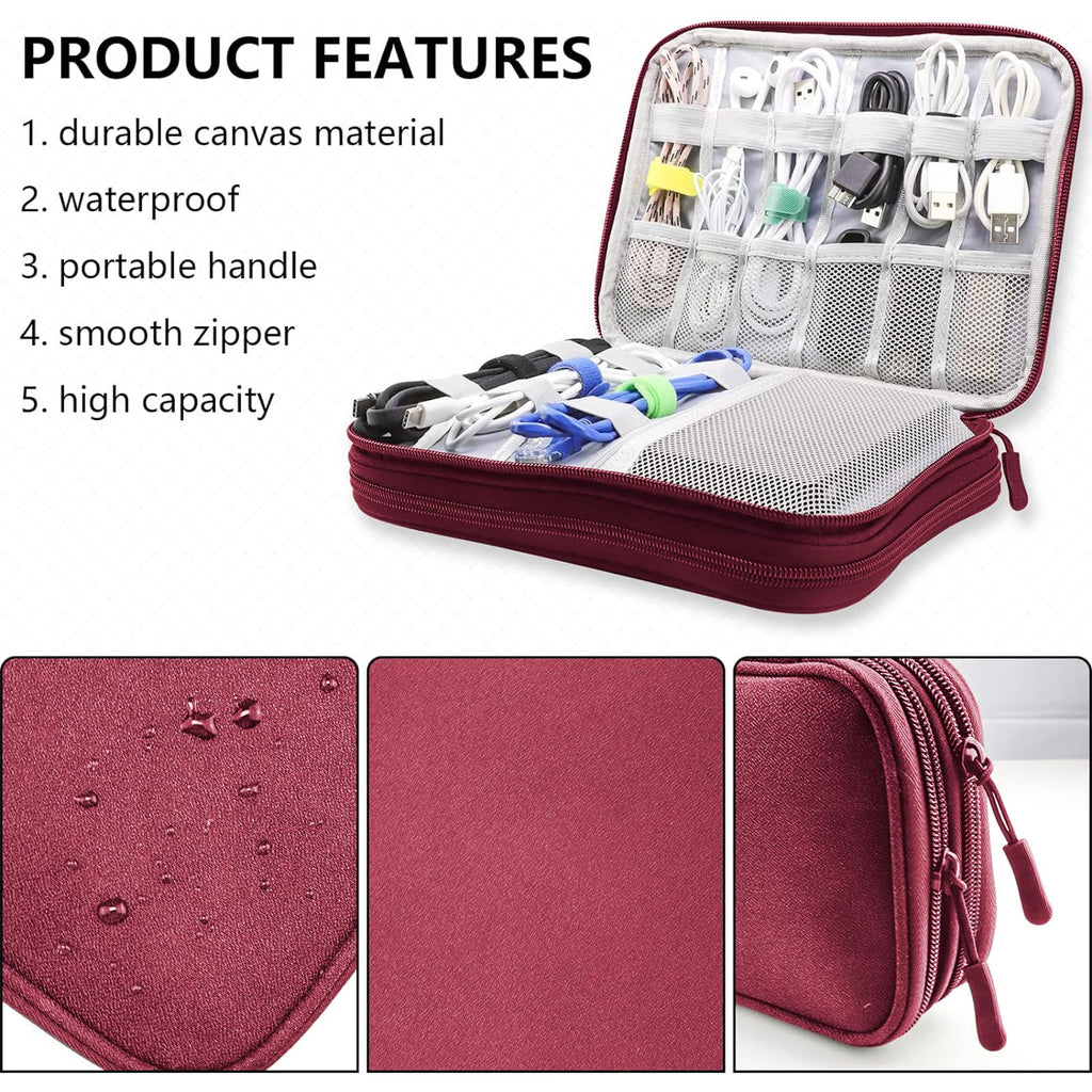 Teskyer Travel Cable Organiser Bag, Travel Essential, Dark Green