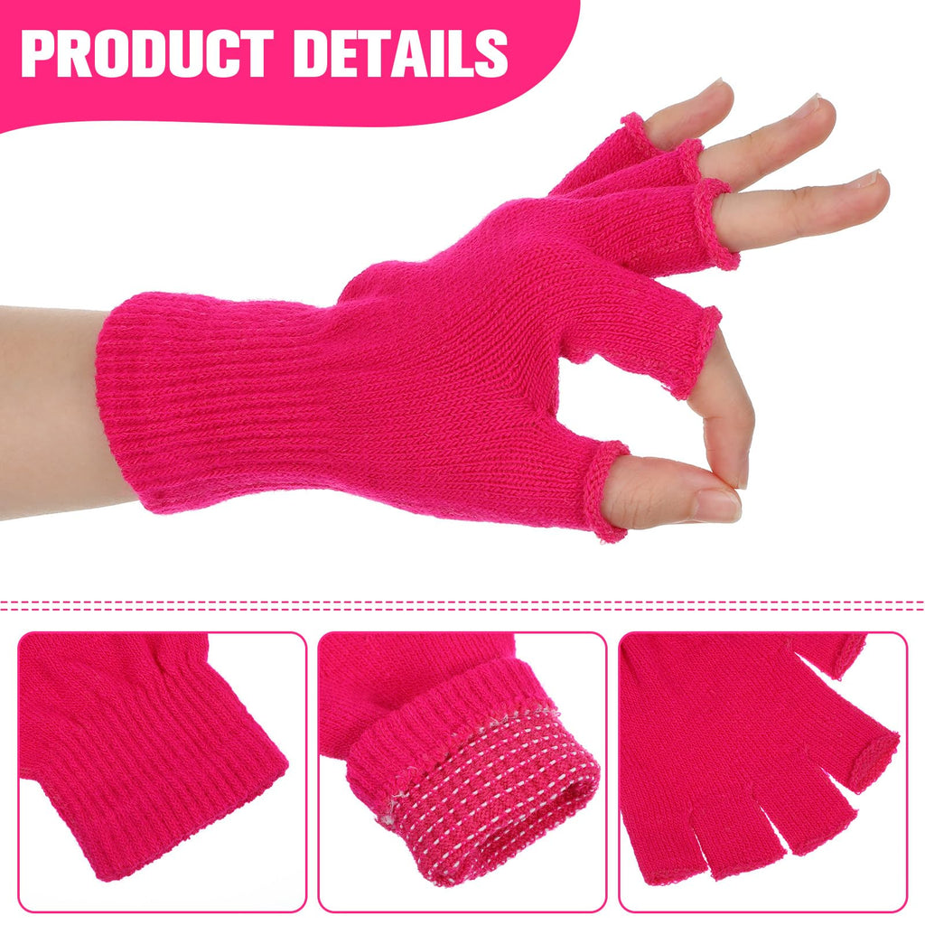 Grevosea 2 Pair Fingerless Warm Gloves - Winter Half Finger Gloves Thickened Knit Touchscreen Stretchy Mittens for Men Women