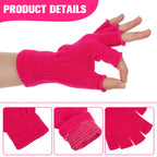 Grevosea 2 Pair Fingerless Warm Gloves - Winter Half Finger Gloves Thickened Knit Touchscreen Stretchy Mittens for Men Women
