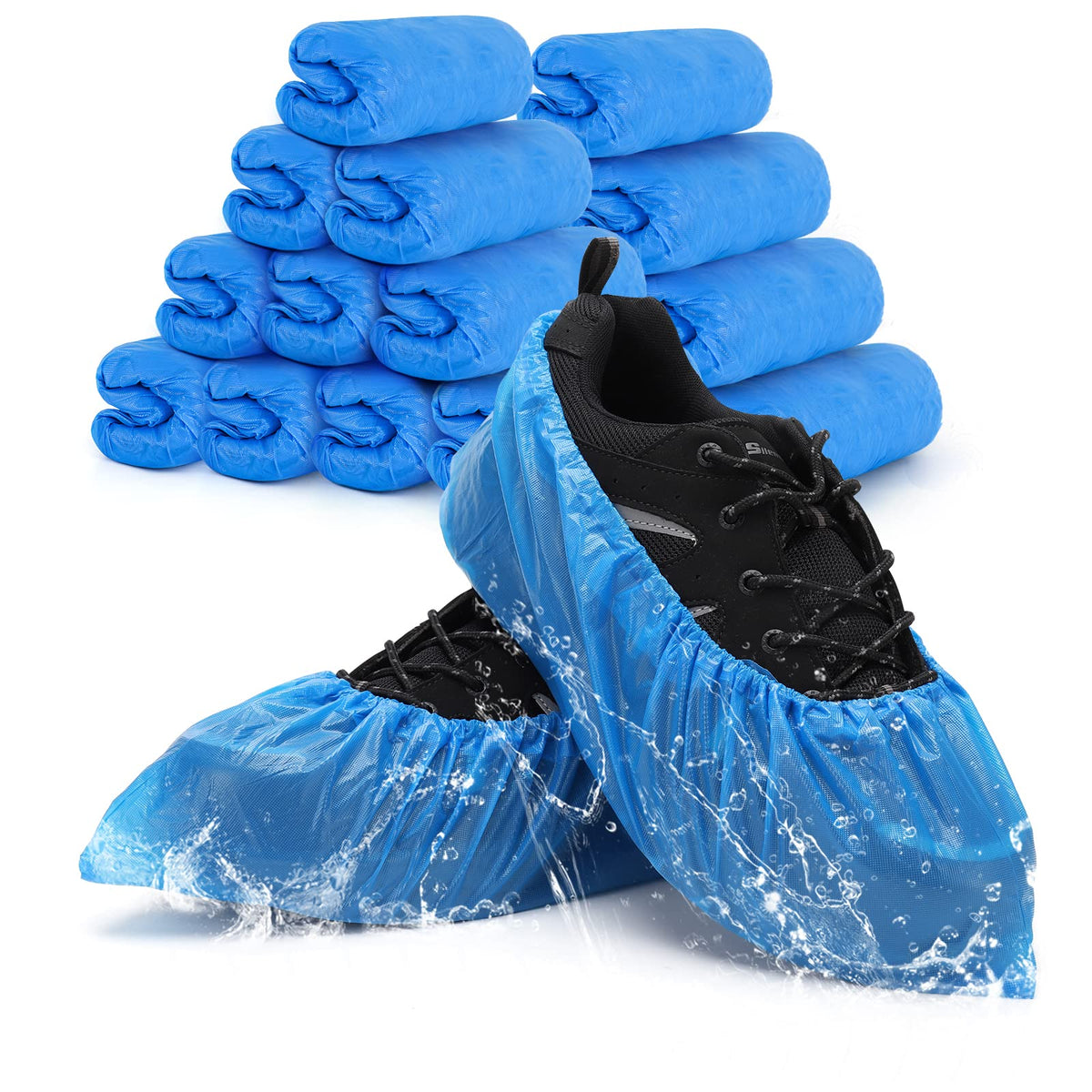 Buself Shoe Covers Disposable Non Slip - Pack of 100 (50 Pairs), Premium Waterproof and Recyclable Shoe Booties Covers for Indoors, Fits Up To 11 US Men and 13 US Women Size