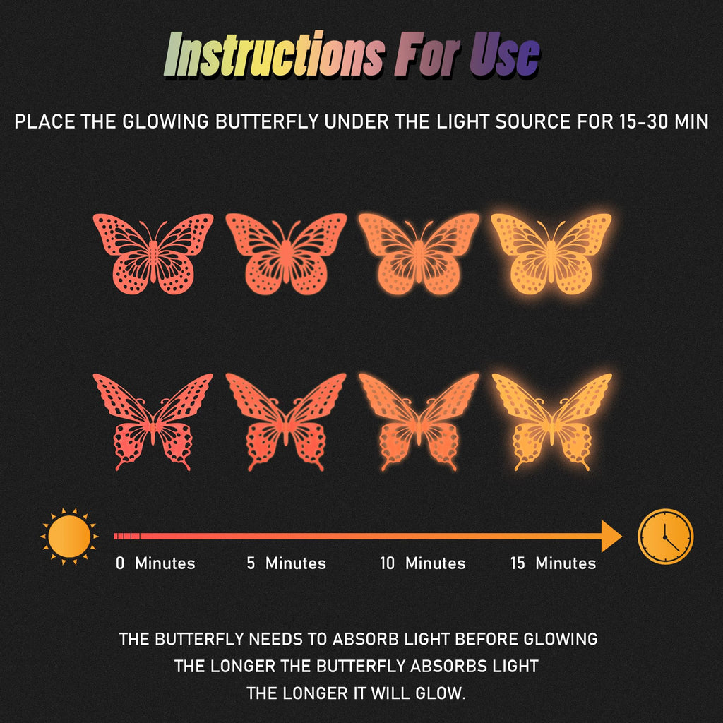 SAOROPEB 3D Butterfly Wall Decor 48 Pcs Gold Butterfly Birthday Decorations