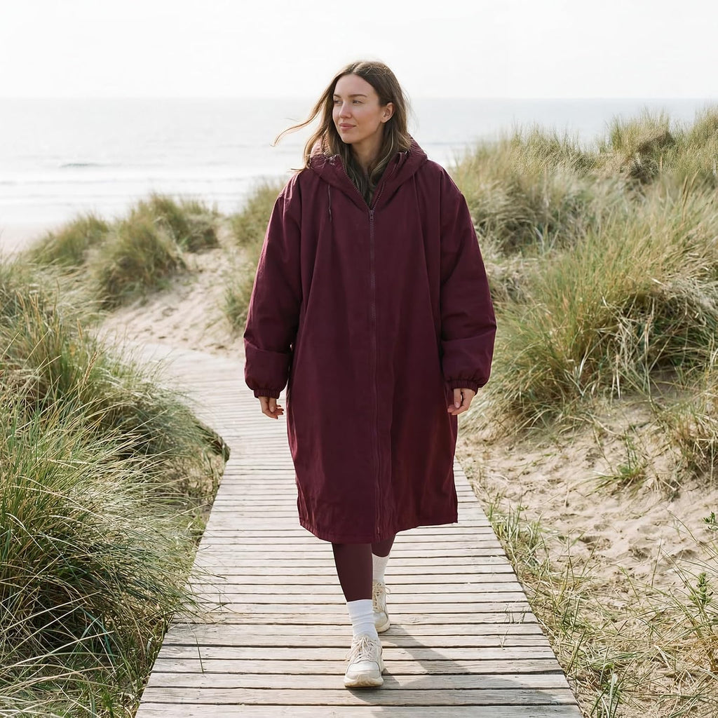 OHS Adults Drying Robe, Gifts for Women Outdoor Water-Resistant Changing Robe Womens Jacket Comfy Sherpa Privacy Robes for Women Men, Stay Dry Swimming Camping Drying Robes - S/M, L/XL