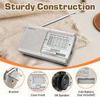 XHDATA D219 Portable Radio Retro FM AM SW Radio Battery Operated for Household Outdoor Camping Hiking Pocket Radio Beige