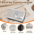 XHDATA D219 Portable Radio Retro FM AM SW Radio Battery Operated for Household Outdoor Camping Hiking Pocket Radio Beige