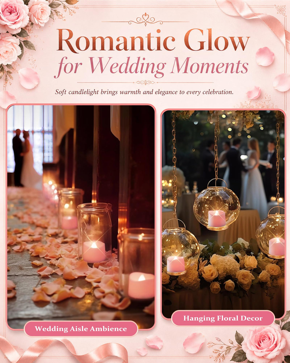 Homemory 24-Pack Flameless Tea Lights Candles Battery Operated, 200+ Hours