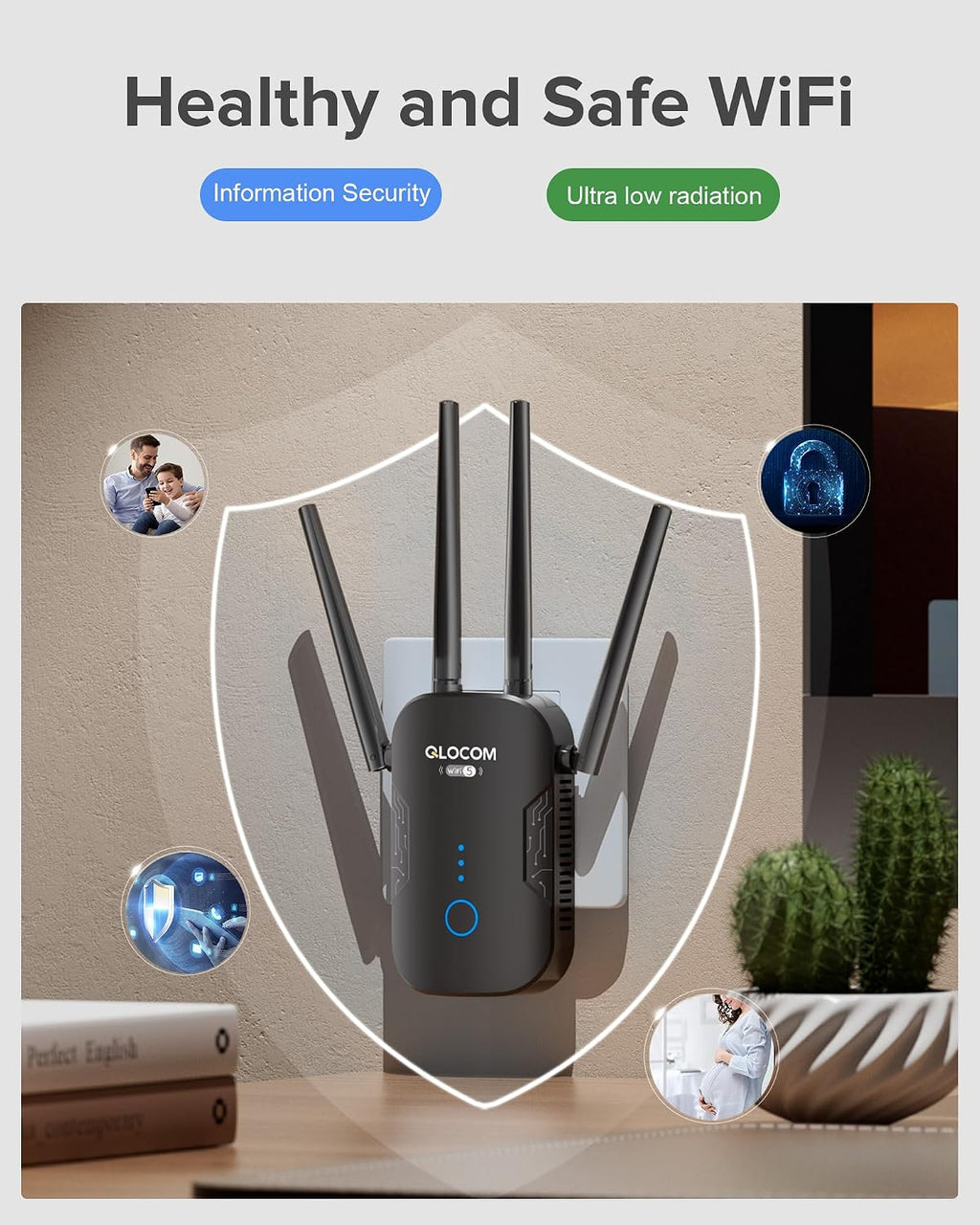 2026 Newest1 WiFi Booster Range Extender 1200Mbps WiFi Extender Booster Dual Band 5GHz & 2.4GHz Wireless Internet Booster/Hotspot with Wider Coverage, Broadband Extender, UK Plug