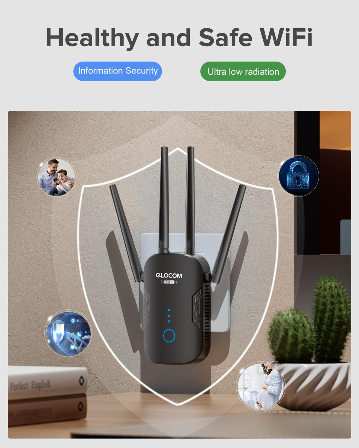 2026 Newest1 WiFi Booster Range Extender 1200Mbps WiFi Extender Booster Dual Band 5GHz & 2.4GHz Wireless Internet Booster/Hotspot with Wider Coverage, Broadband Extender, UK Plug