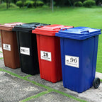 EDSG 4 x Wheelie Bin Stickers, Personalised Bin Numbers for Wheelie Bins, Custom Wheelies Bins Numbers Stickers, Number Sticker with House Number Street Name (Design 1)