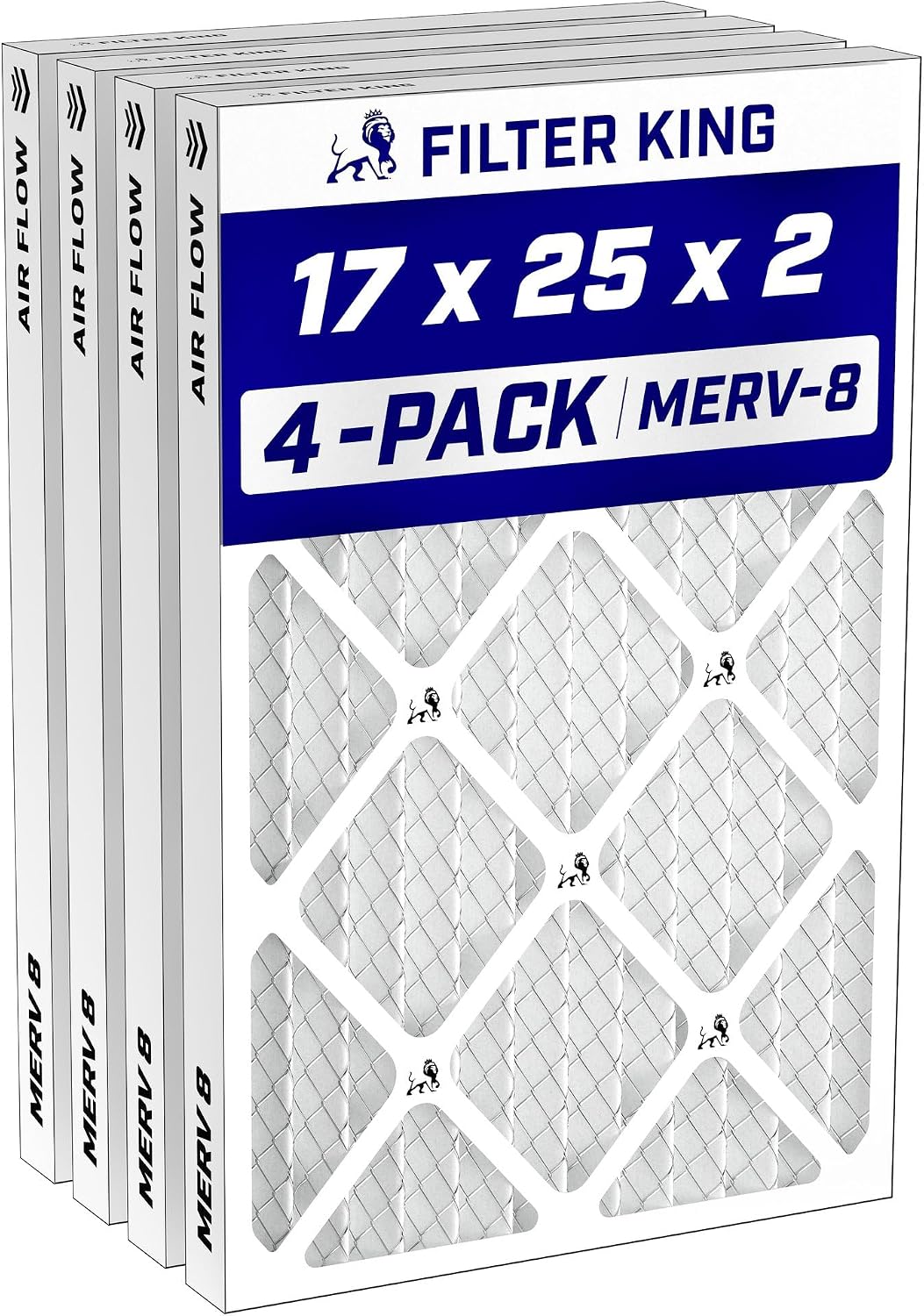 Filter King 24x30x1 Air Filter MERV 8, AC Furnace Filters (4-Pack)