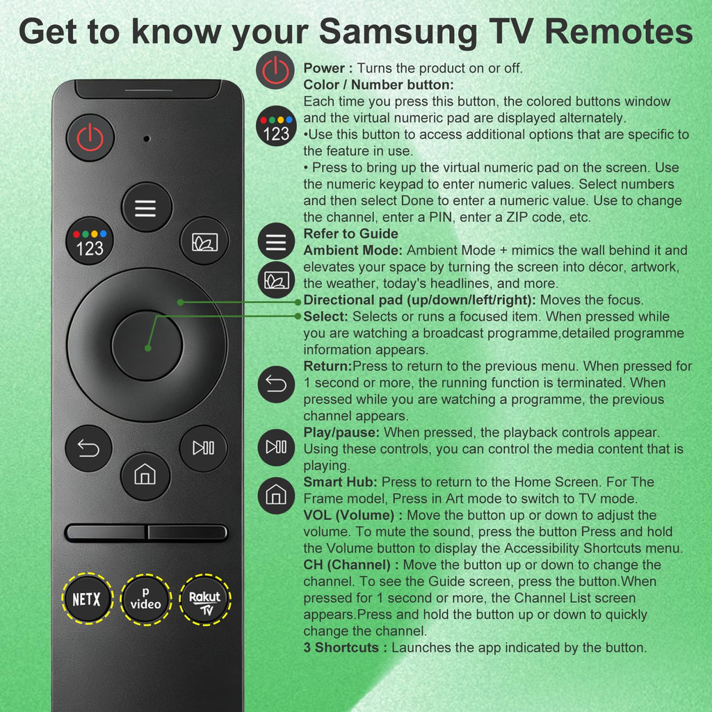 for Samsung TV Remote, for Samsung Smart TV Remote Control Replacement