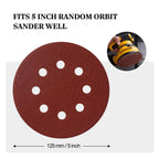 S SATC Sanding Discs 60 Grit 110Pcs Orbital Sander Discs 125mm Hook and Loop Round Orbital Sander Pads for Sanding