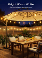 Brightown 52FT Solar String Lights Outdoor Waterproof, Last 30+ Hrs Runtime