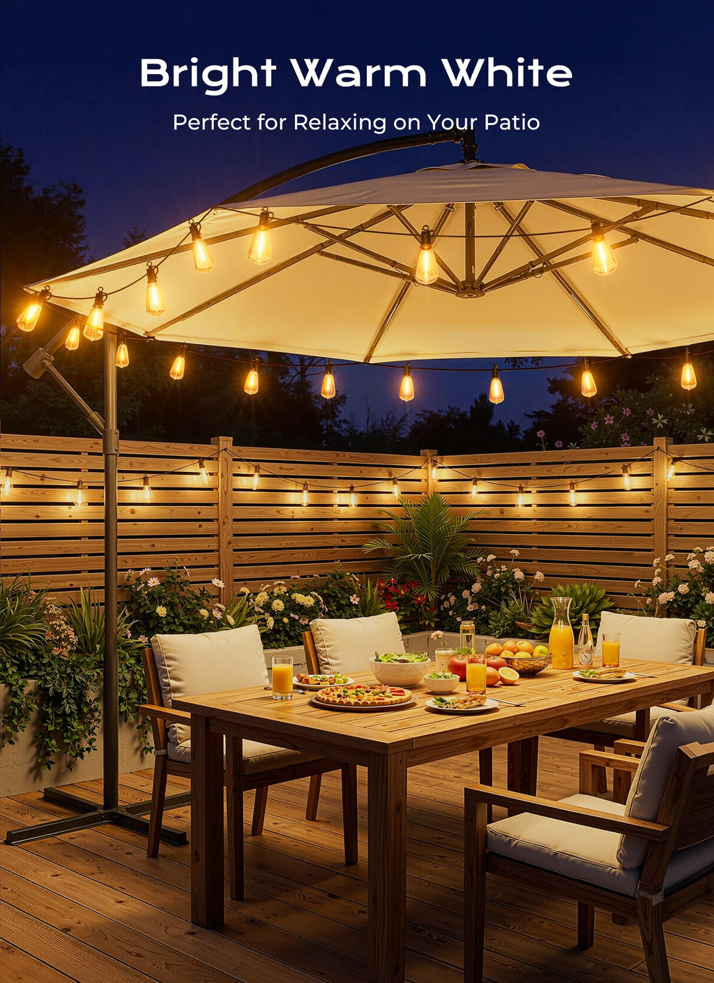 Brightown 52FT Solar String Lights Outdoor Waterproof, Last 30+ Hrs Runtime