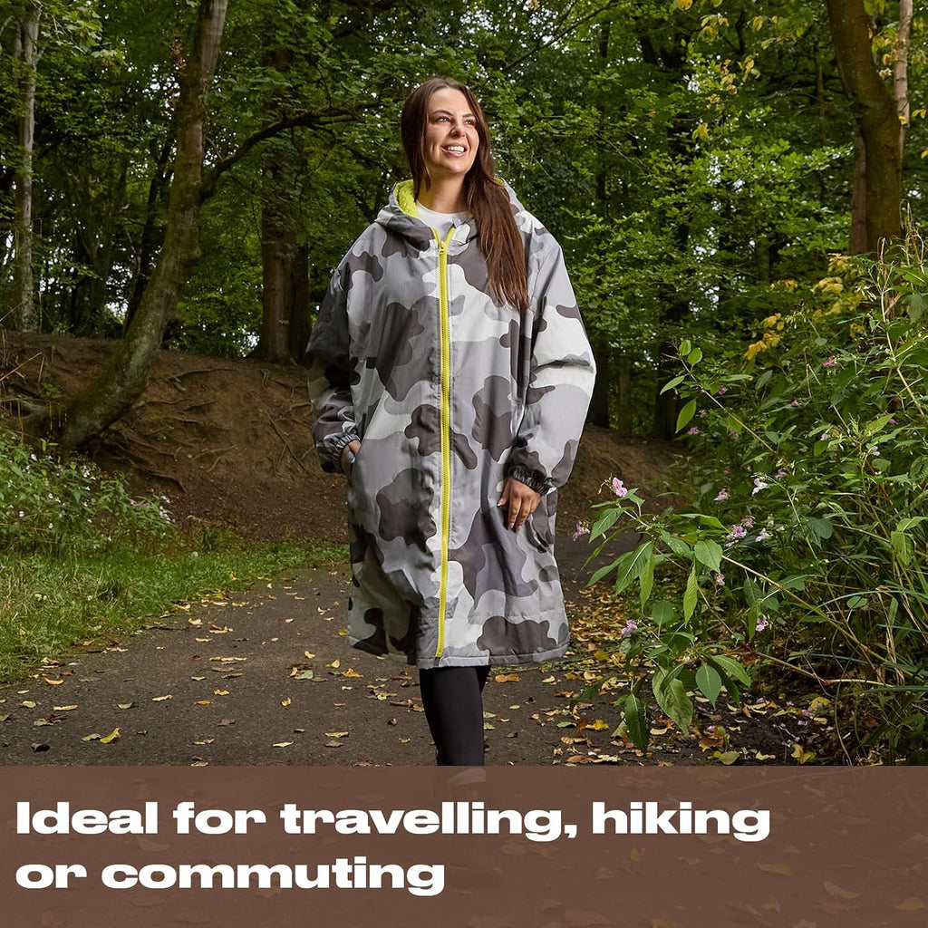 OHS Adults Drying Robe, Water-Resistant Changing Robe Gifts for Women Comfy Sherpa Privacy Robes for Women Men, Stay Dry Jacket Swimming Camping Drying Robes - S/M, L/XL