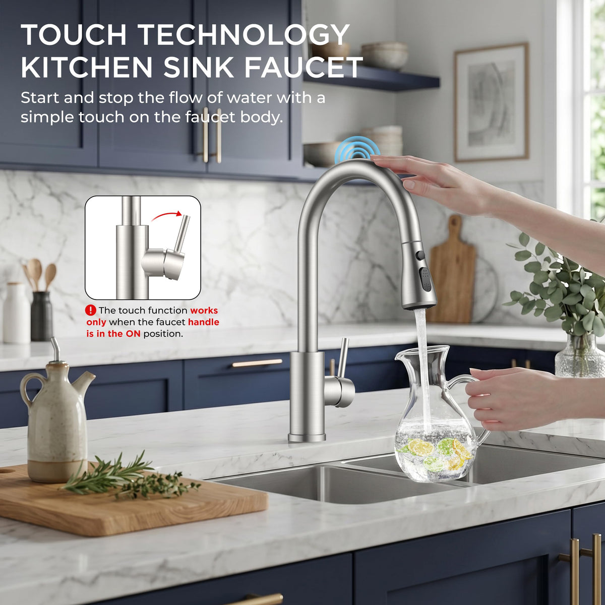 FORIOUS Kitchen Faucet with Cup Washer, Pull Down Sprayer, Brushed Nickel
