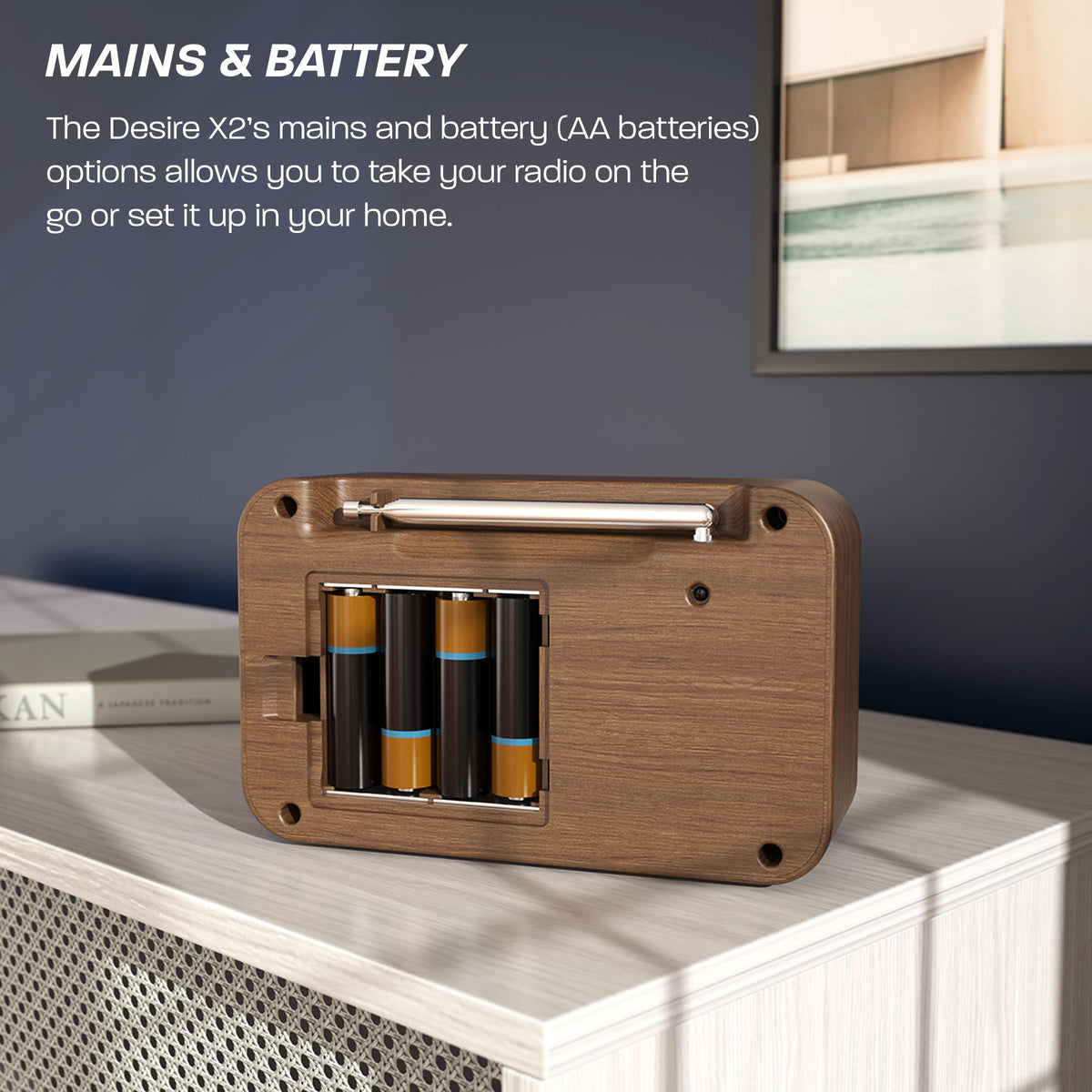 DAB/DAB+ & FM Portable Digital Radio | Simple Controls | Dual Alarms & Sleep Timer | Battery & Mains Powered (4x”AA”) | Bluetooth | Perfect for Home, Office or Outdoors | AZATOM Desire X2 (Oak)