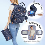 Dikaslon Baby Changing Bag Backpack, Large Nappy Back Pack Multifunction Baby Bags with Portable Changing Mat, Pacifier Holder, and Stroller Straps, for Mom and Dad