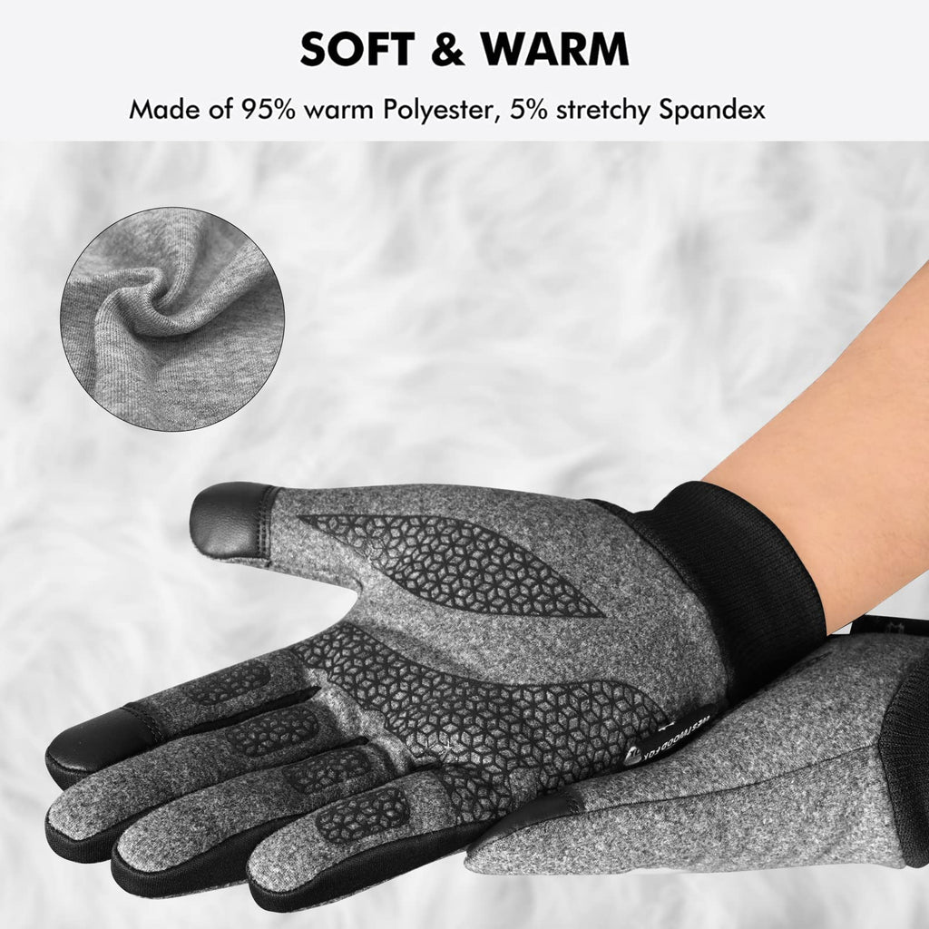 WESTWOOD FOX Winter Thermal Gloves Windproof Running Gloves Touch Screen Warm Anti Slip Silicone Cycling Gloves for Men Women,Elastic Cuff for Driving