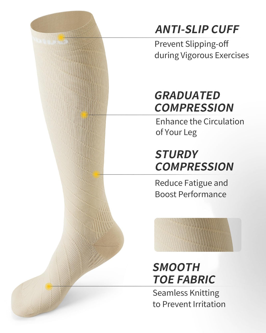 CAMBIVO Compression Socks for Women & Men 2 Pairs, Travel Flight Socks