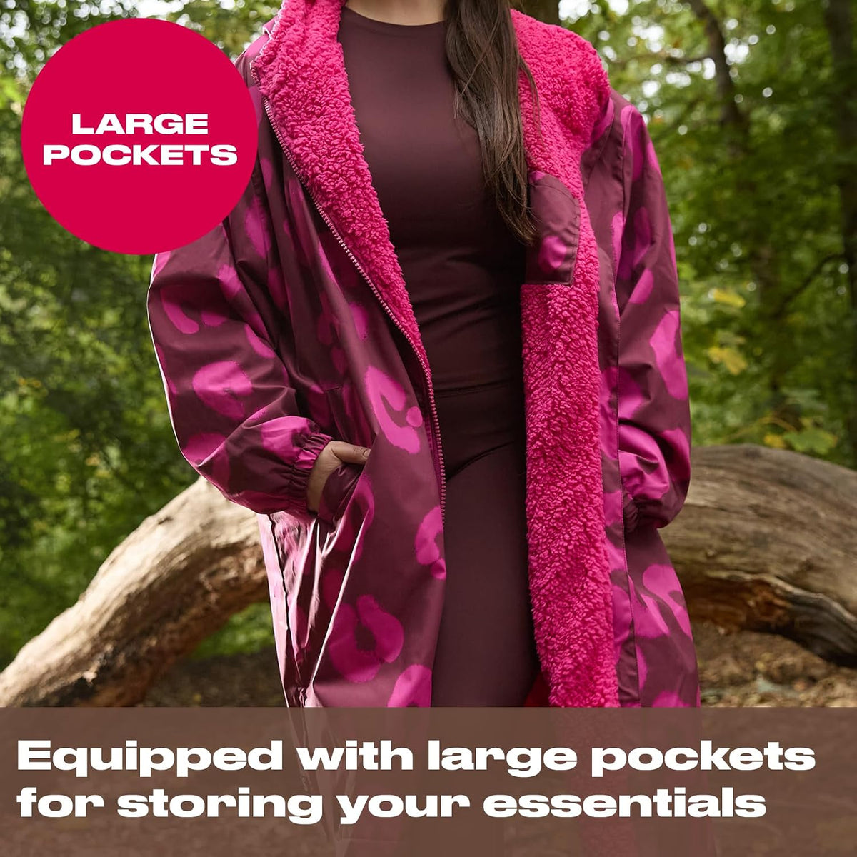 OHS Adults Drying Robe, Water-Resistant Changing Robe Gifts for Women Comfy Sherpa Privacy Robes for Women Men, Stay Dry Jacket Swimming Camping Drying Robes - S/M, L/XL