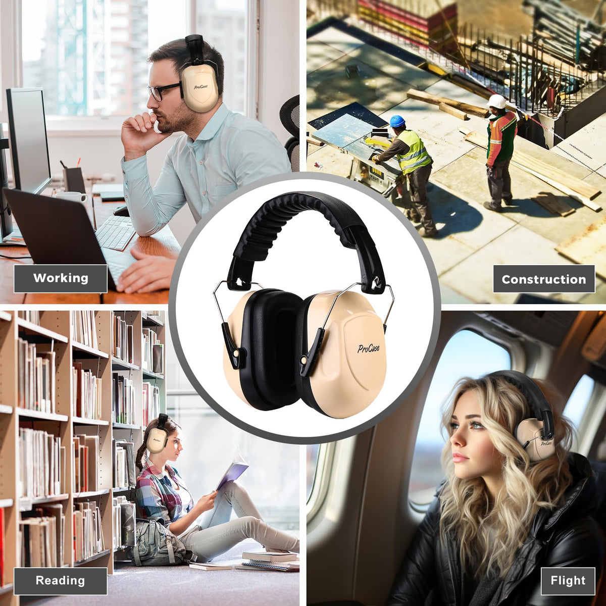 ProCase Hearing Protection Ear Muffs SNR 33dB, Noise Cancelling Headphones