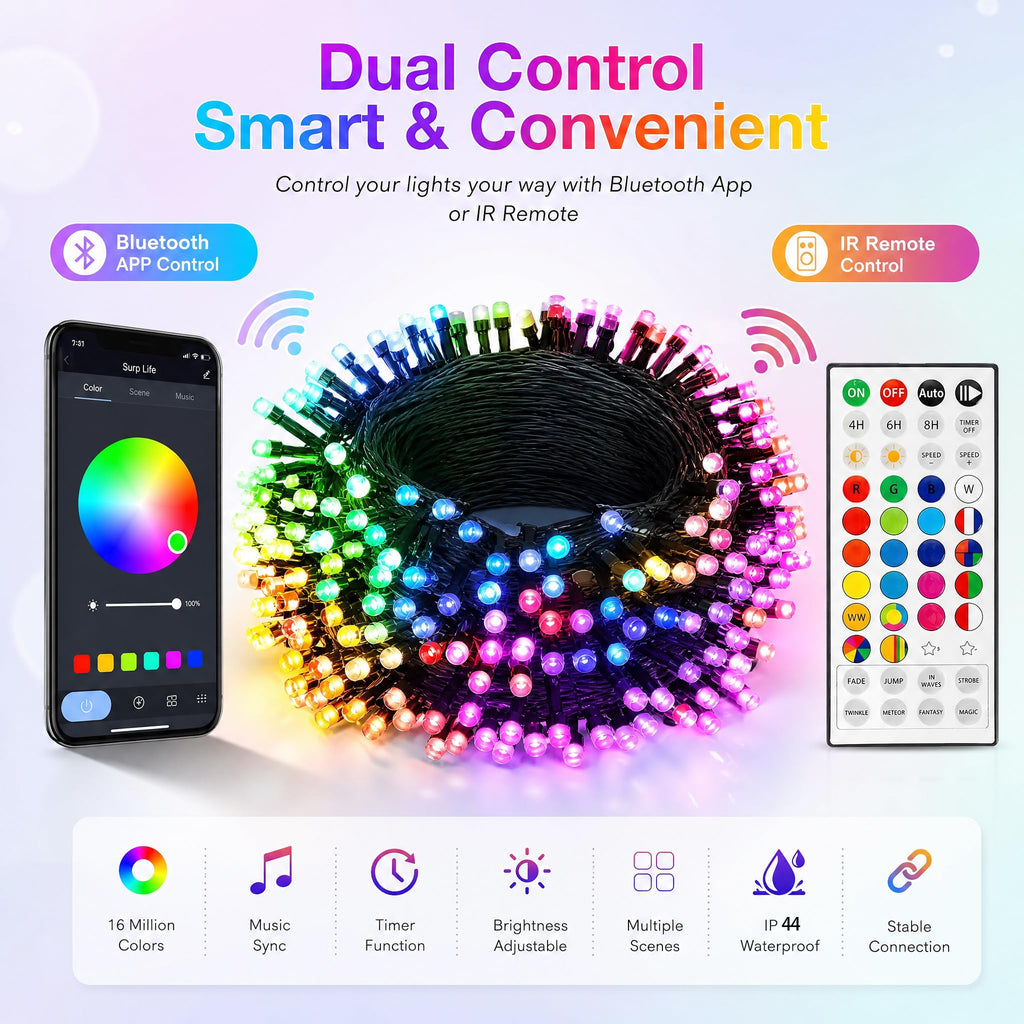 Dazzle Bright 300 LED Christmas String Lights, 100 FT Connectable Waterproof String Lights Green Wire with 8 Modes, Christmas Decorations for Indoor Outdoor Xmas Party Yard Garden (Warm White)