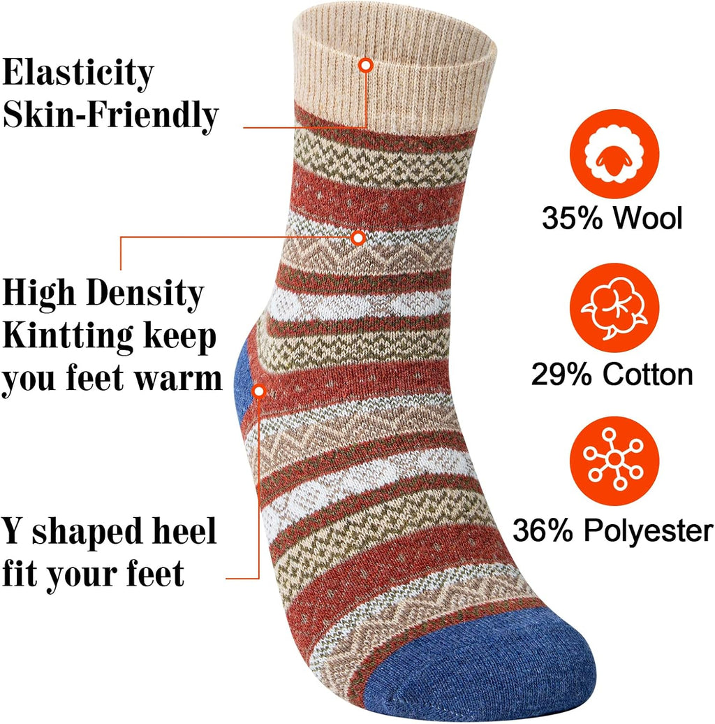 Ladies Socks Wool Thermal Fluffy Gifts For Women 5 Pairs