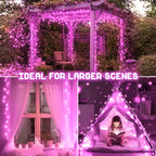 Christmas Lights Outdoor Battery Operated String Lights Total 100LED 33Ft with Timer 8 Modes 16.4Ft*2 Waterproof Outdoor Indoor for Christmas Decor, Warm White, 2-Pack