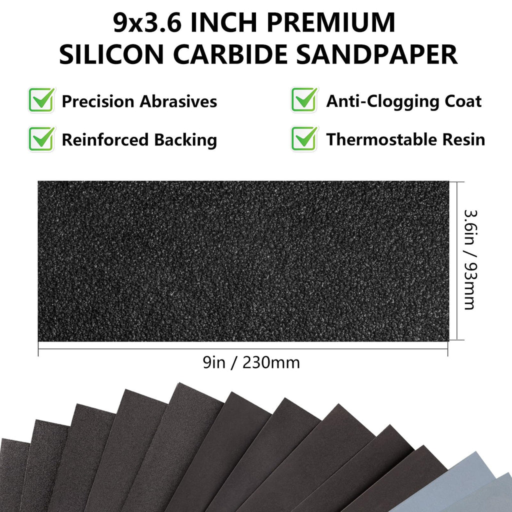 Sandpaper 600 Grit, Wet Dry Sand Paper 9 x 11 Inch