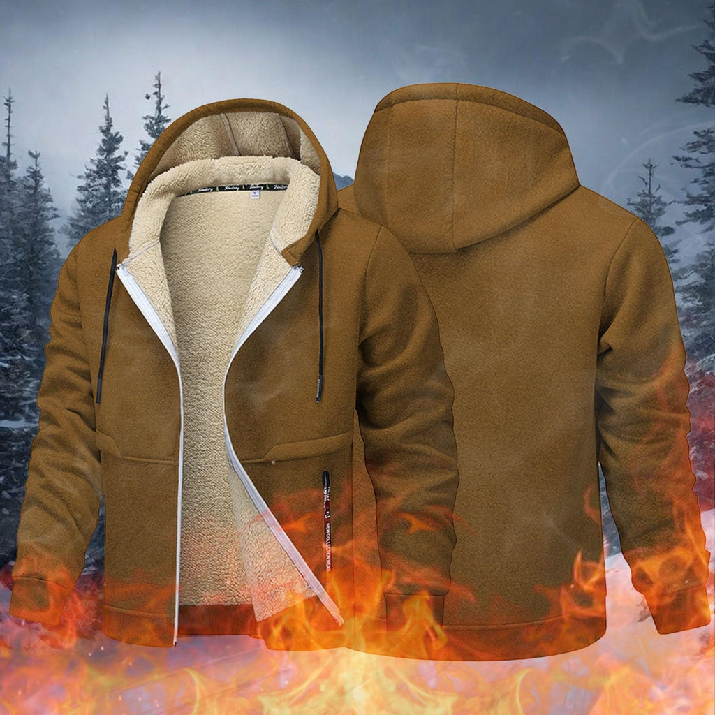 Teddy Fleece Men Hoodie Fleecing Lined Fuzzy Jacket with Pockets Full Zip Hooded Adjustable Sweatshirts Warm Parka Jackets Sherpa Ski Jackets Thermal Cardigan Jumper Coats Winter Outerwear Clothing