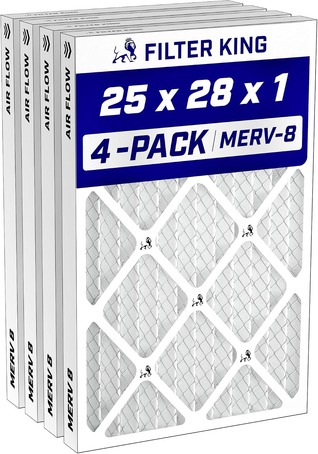 Filter King 24x30x1 Air Filter MERV 8, AC Furnace Filters (4-Pack)
