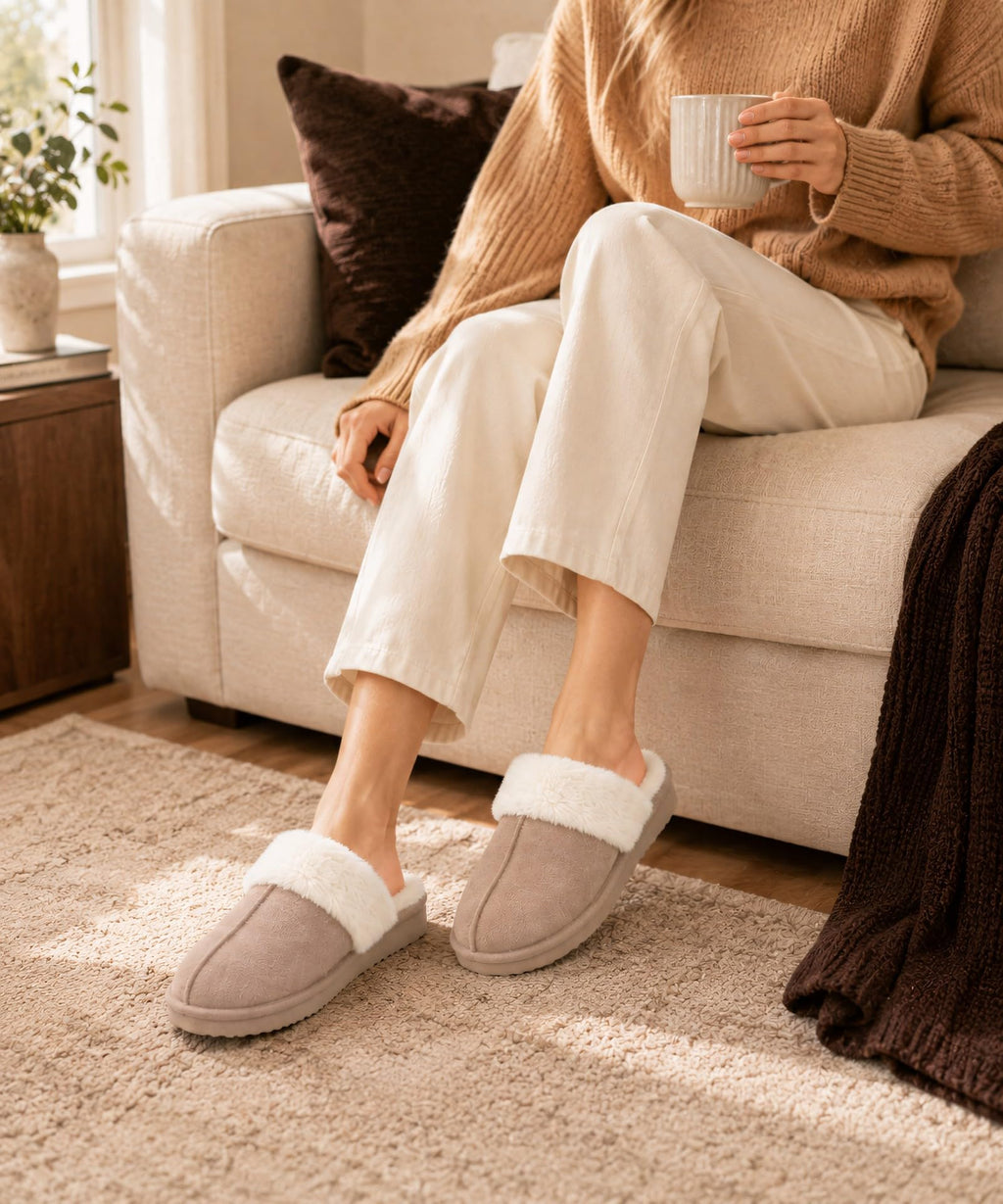 Litfun Women's Fluffy Memory Foam Slippers House Shoes Indoor