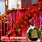 Christmas Lights Outdoor Battery Operated String Lights Total 100LED 33Ft with Timer 8 Modes 16.4Ft*2 Waterproof Outdoor Indoor for Christmas Decor, Warm White, 2-Pack