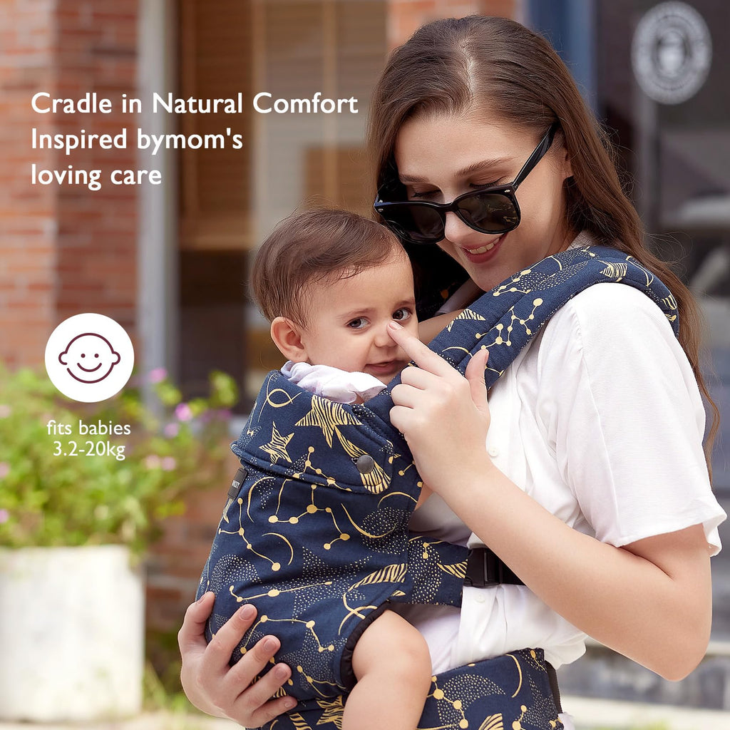 Momcozy Baby Carrier for 3-24M/3.2-20kg, Waist 64-127cm, Cotton Black