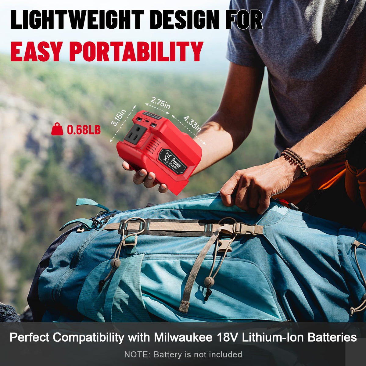 Azocek 220W Power Inverter Compatible with Dewalt 20V Battery
