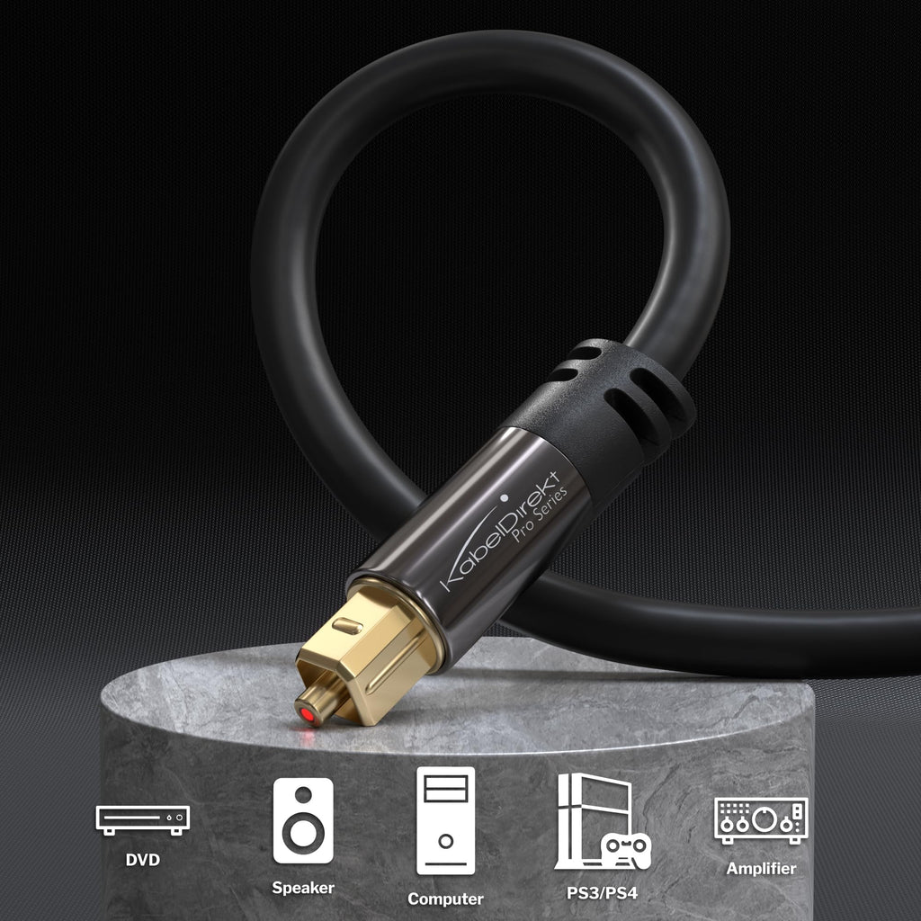 KabelDirekt – Optical Audio TOSLINK Cable – 1.5m – Soundbar