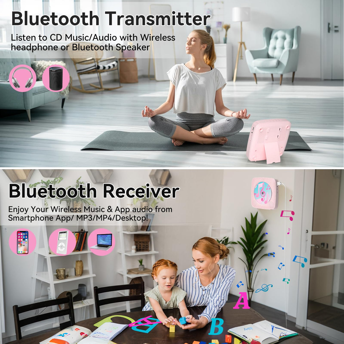 CD Player Portable: Kegaudio CD Players for Home with Speakers Bluetooth