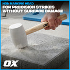 OX Trade Black Rubber Mallet 16oz / 450g, Non-Marking Hammer, Wooden Handle