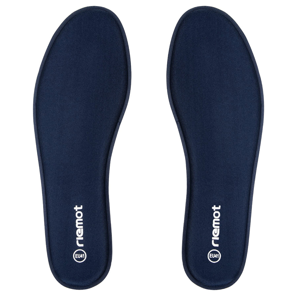 riemot Memory Foam Insoles for Men and Women - Replacement Shoe Inserts Comfort Cushioning for Sports Shoes, Trainers, Sneakers, Work Boots and Walking Shoes, Black with Yellow Base, UK8 / EU42