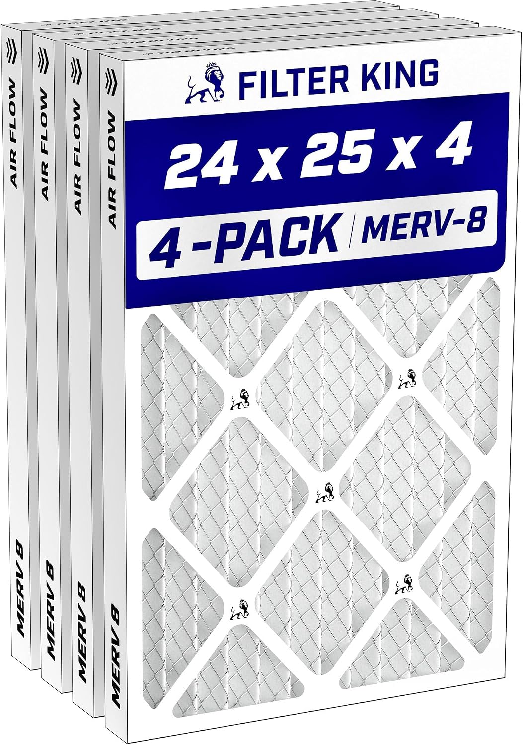 Filter King 24x30x1 Air Filter MERV 8, AC Furnace Filters (4-Pack)