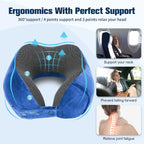 Cirorld Travel Pillow for Airplane, Neck Pillow for Travel, Memory Foam Travel Neck Pillow for Adults, Adjustable & Compact Flight Pillow, Ergonomic Neck Cushion, With Ear Plugs, Eye Mask, Carry Bag