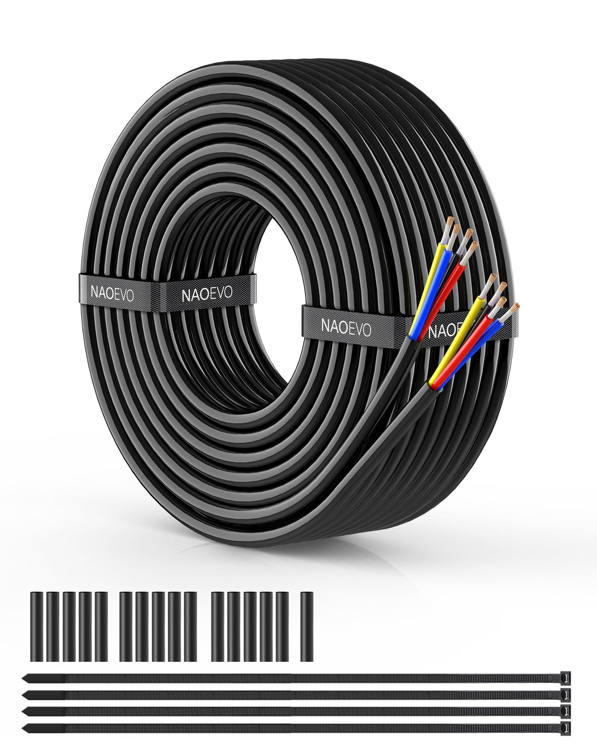 NAOEVO 14 Gauge Wire 3 Conductor, 14 Gauge Automotive Wire 12V Cable, 50FT