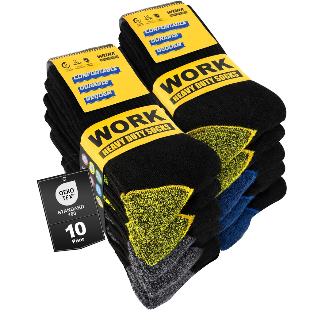Men's Work Socks Heavy Duty Cushioned Crew Durable 10 Pairs