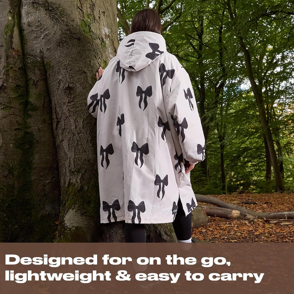OHS Adults Drying Robe, Water-Resistant Changing Robe Gifts for Women Comfy Sherpa Privacy Robes for Women Men, Stay Dry Jacket Swimming Camping Drying Robes - S/M, L/XL