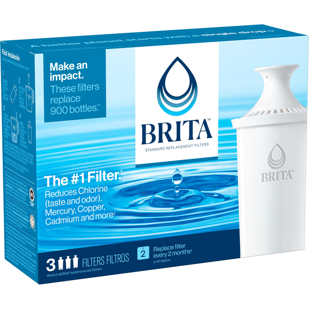 Brita Standard Pitcher and Dispenser Replacement Water Filters, White, 4