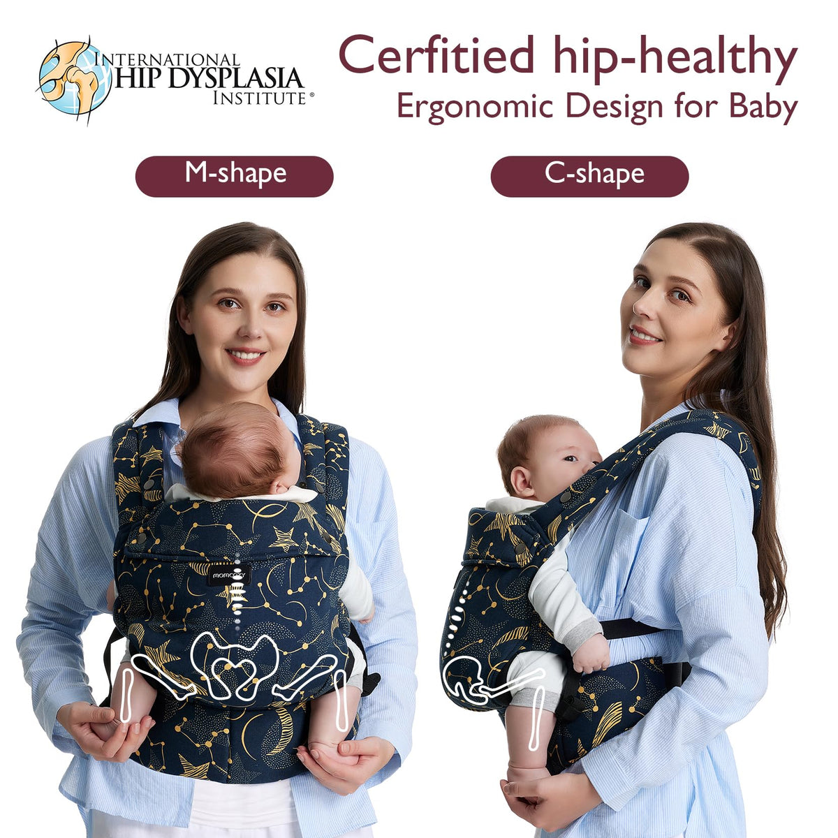 Momcozy Baby Carrier for 3-24M/3.2-20kg, Waist 64-127cm, Cotton Black